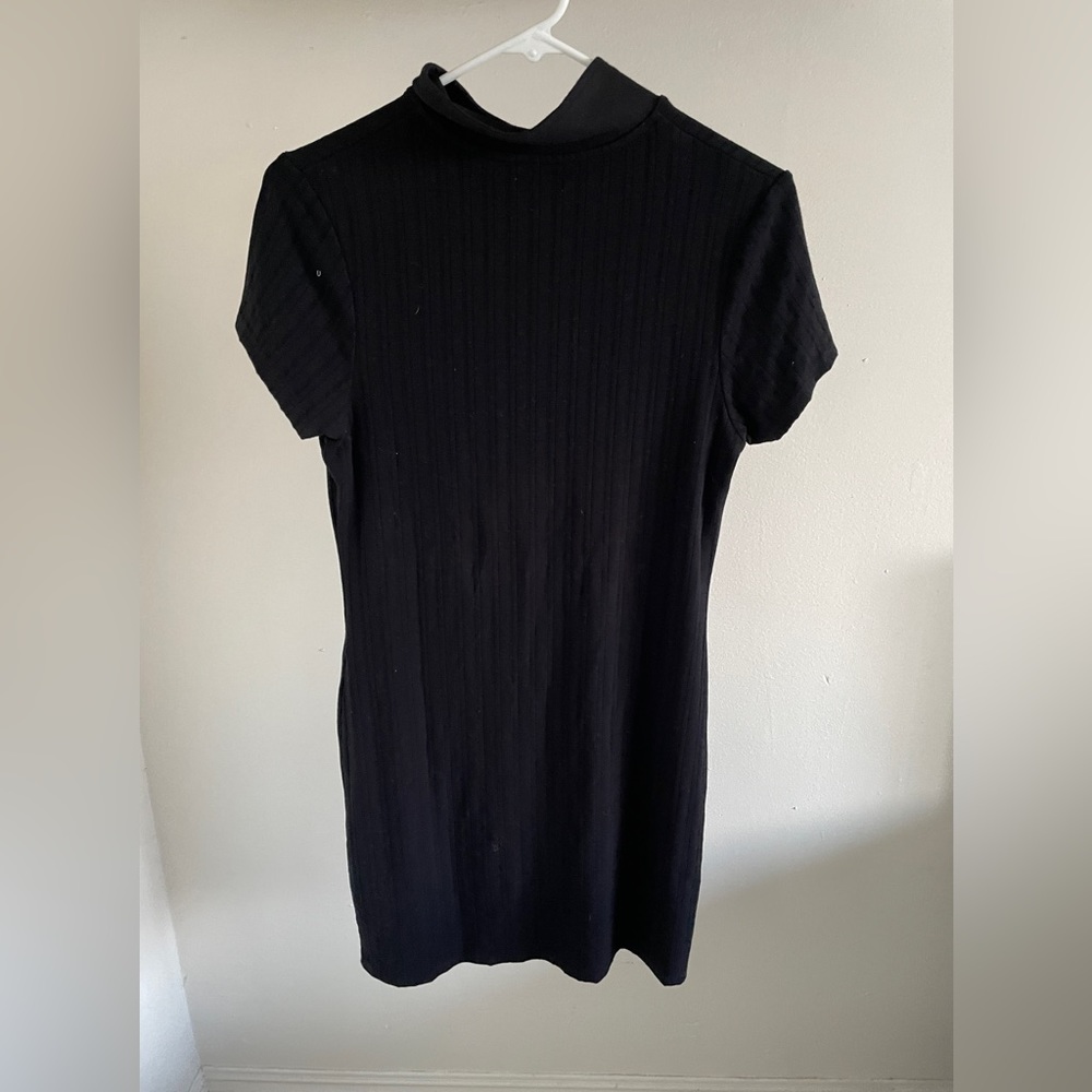 Systemaction Ribbed Button Down Dress Black (Small) - Picture 2 of 4